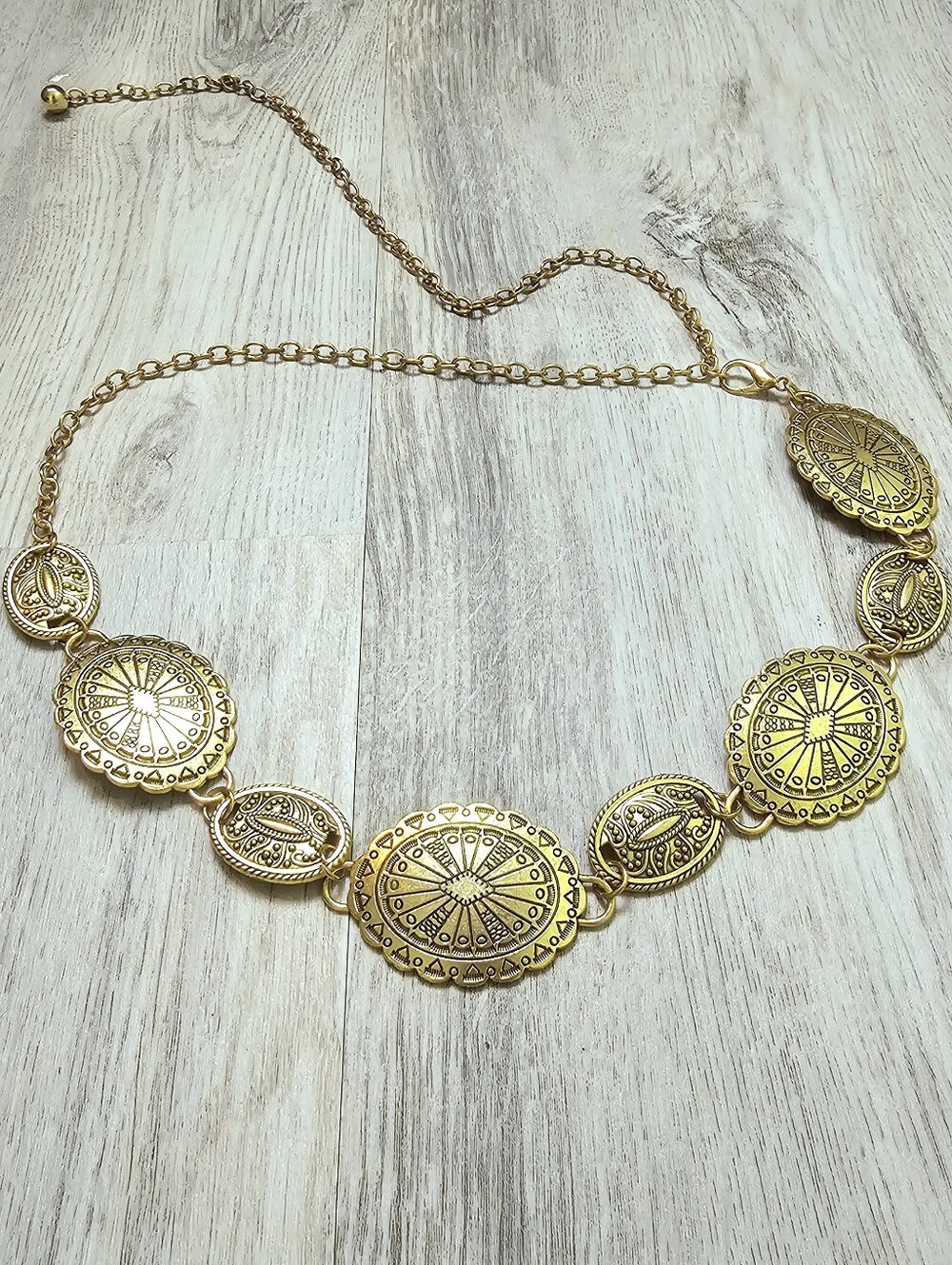Geomertric Boho Antique-Gold Statement Belt